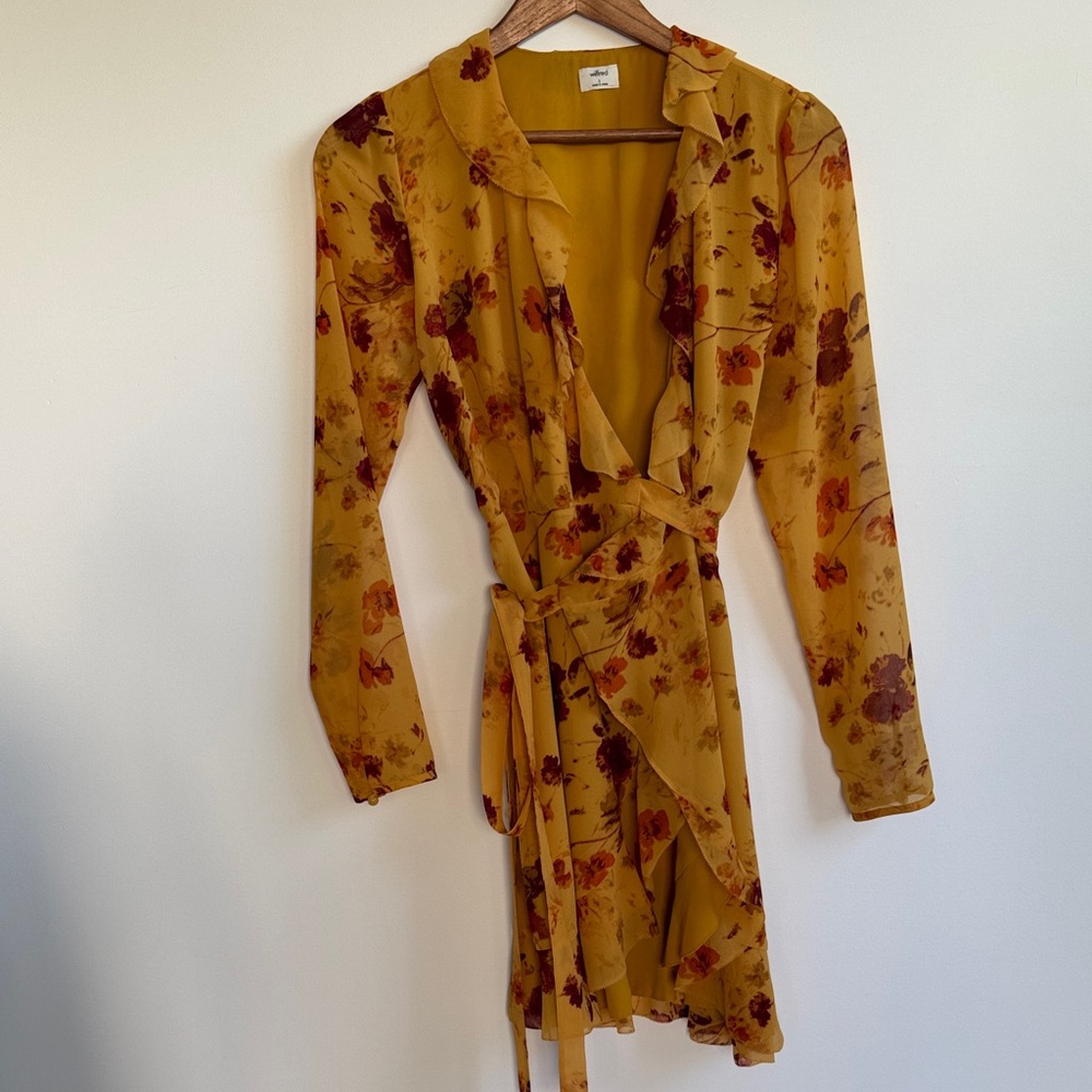 Wilfred Mustard Floral Long Sleeve Dress